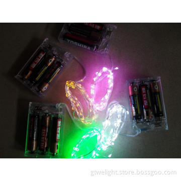 Different Color LED Copper String Light by 3AA Batteries Pack